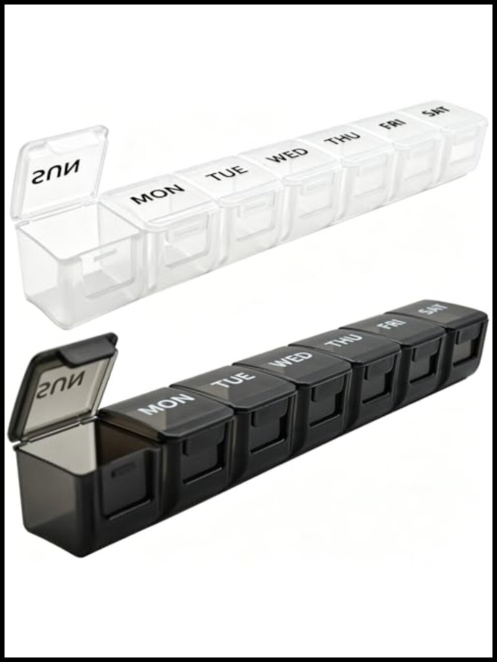 2 Pack Weekly Pill Organizer Large 7 Day Travel Medicine Case BPA-Free